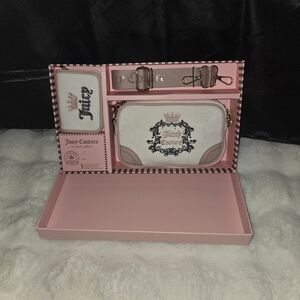 Juicy Couture Pink and Cream Crossbody Set with Strap & Wallet